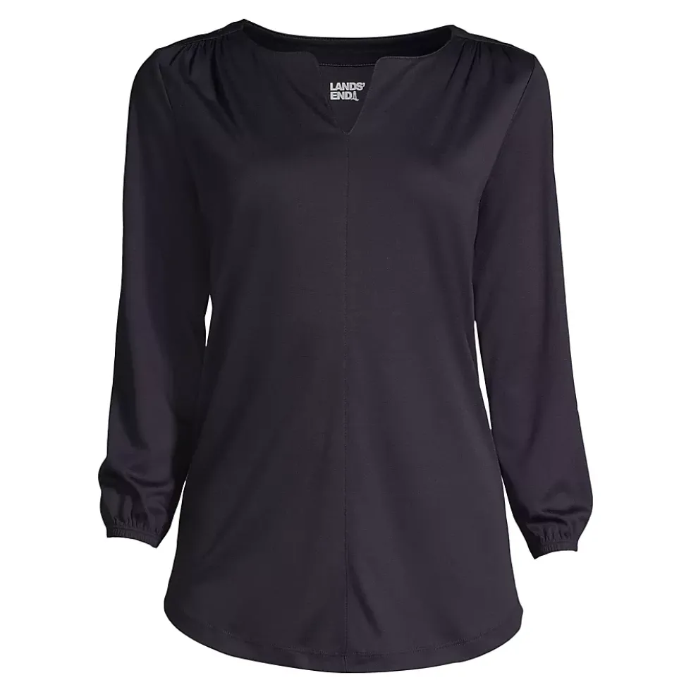 Women's Supima Micro Modal 3/4 Sleeve Split Neck Tunic