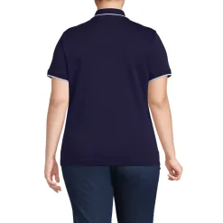 Women's Supima Short Sleeve Tipped Johnny Collar Polo Shirt