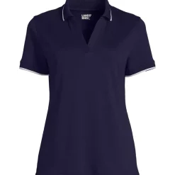 Women's Supima Short Sleeve Tipped Johnny Collar Polo Shirt