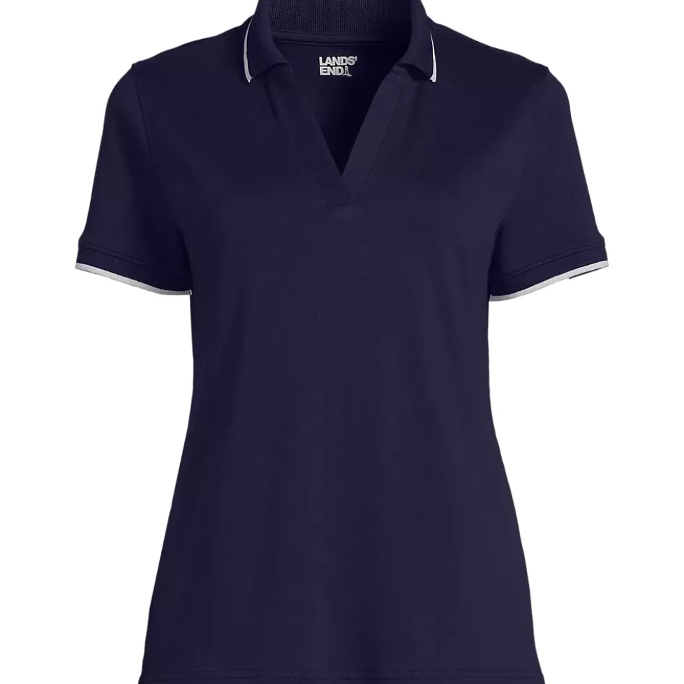 Women's Supima Short Sleeve Tipped Johnny Collar Polo Shirt