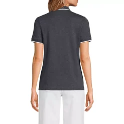 Women's Supima Short Sleeve Tipped Johnny Collar Polo Shirt