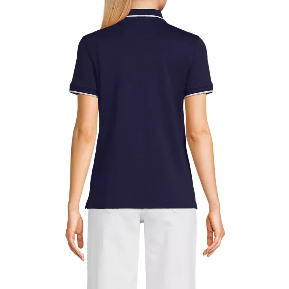 Women's Supima Short Sleeve Tipped Johnny Collar Polo Shirt