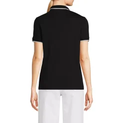 Women's Supima Short Sleeve Tipped Johnny Collar Polo Shirt
