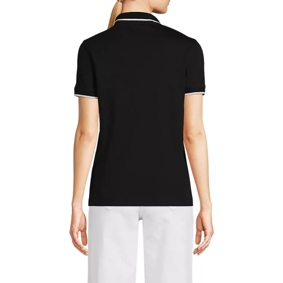 Women's Supima Short Sleeve Tipped Johnny Collar Polo Shirt