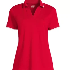 Women's Supima Short Sleeve Tipped Johnny Collar Polo Shirt