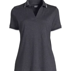 Women's Supima Short Sleeve Tipped Johnny Collar Polo Shirt