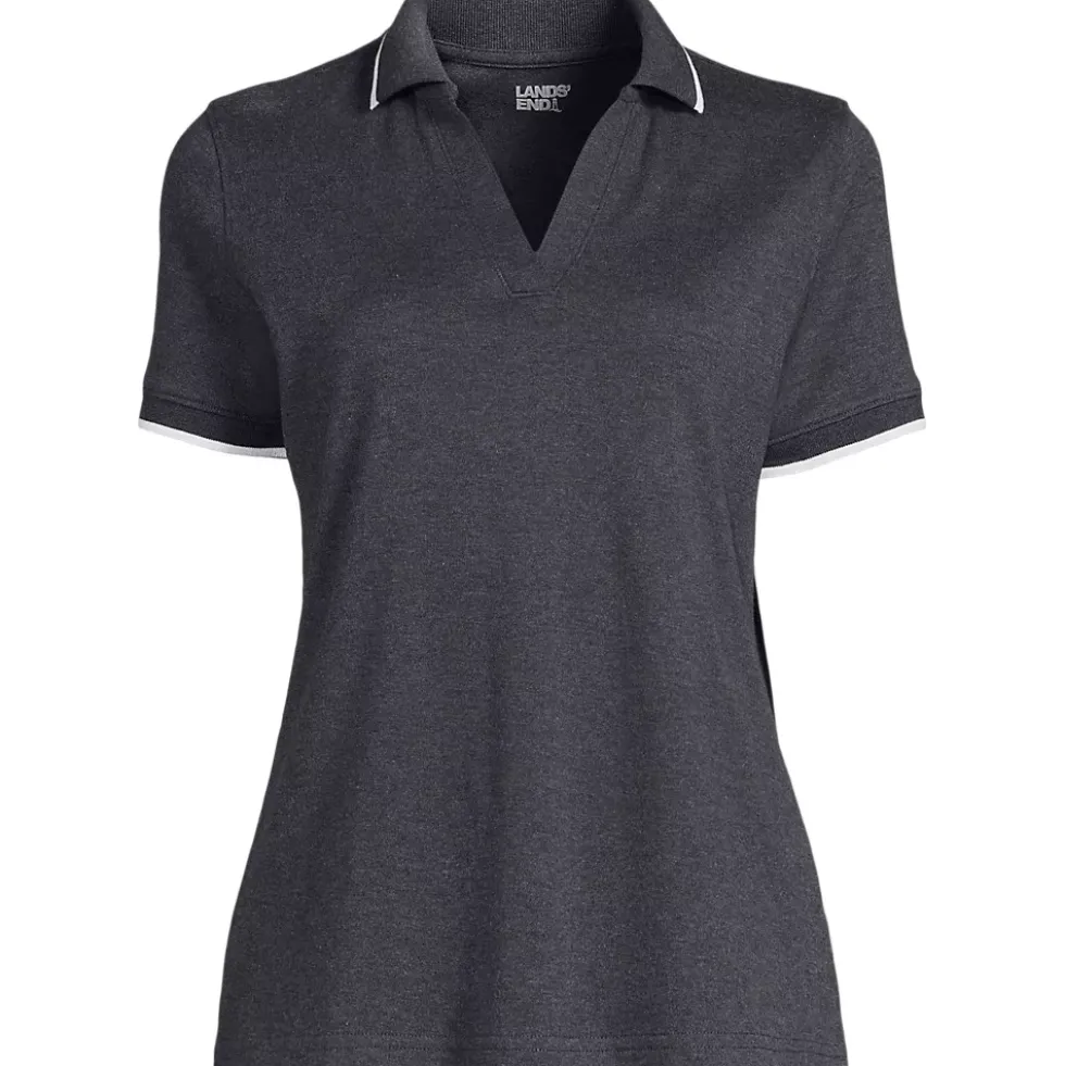 Women's Supima Short Sleeve Tipped Johnny Collar Polo Shirt