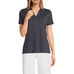 Women's Supima Short Sleeve Tipped Johnny Collar Polo Shirt