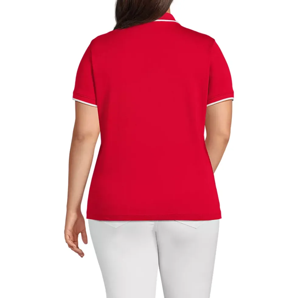 Women's Supima Short Sleeve Tipped Johnny Collar Polo Shirt