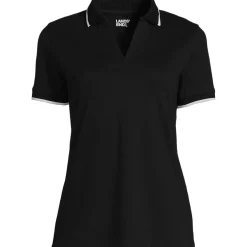 Women's Supima Short Sleeve Tipped Johnny Collar Polo Shirt