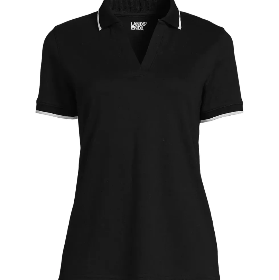 Women's Supima Short Sleeve Tipped Johnny Collar Polo Shirt