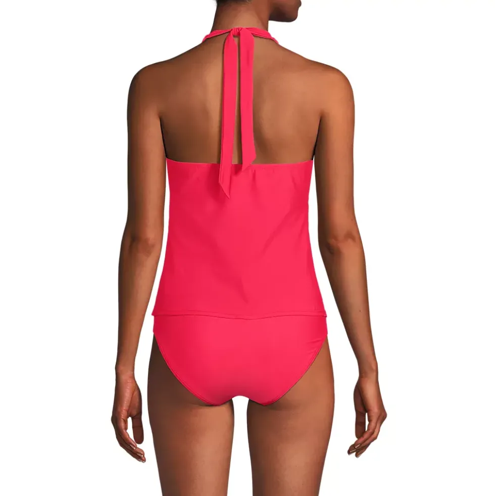 Women's Surplice Halter Tankini Top and High Leg High Waisted Bottoms 2 Piece Set