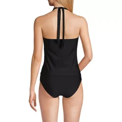 Women's Surplice Halter Tankini Top and High Leg High Waisted Bottoms 2 Piece Set