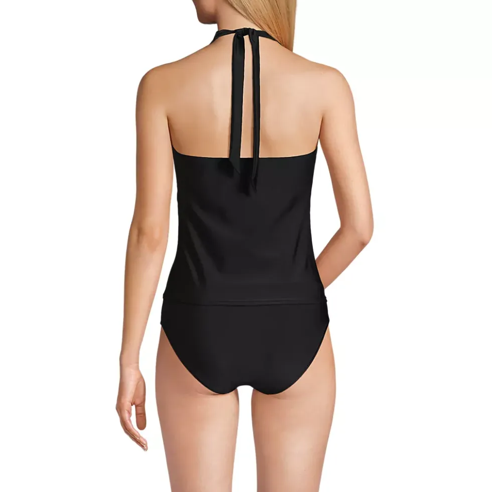 Women's Surplice Halter Tankini Top and High Leg High Waisted Bottoms 2 Piece Set