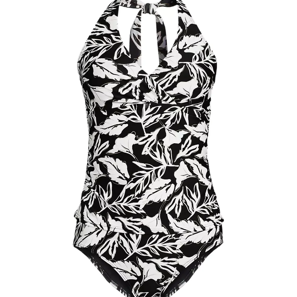 Women's Surplice Halter Tankini Top and High Leg High Waisted Bottoms 2 Piece Set