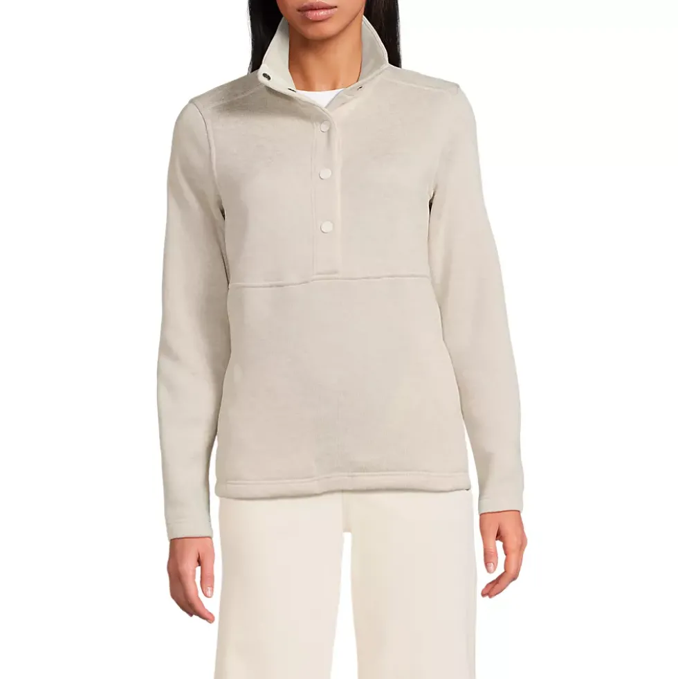 Women's Sweater Fleece Snap Neck Pullover Jacket