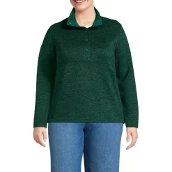 Women's Sweater Fleece Snap Neck Pullover Jacket