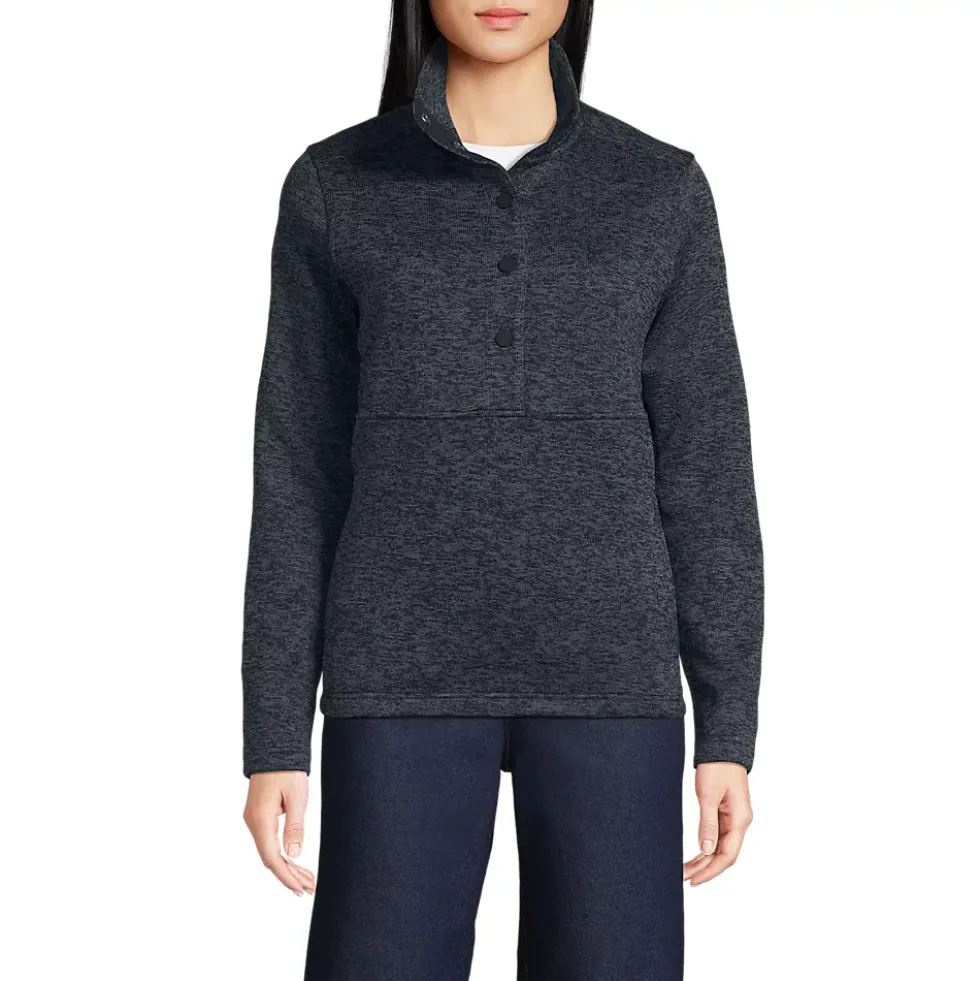 Women's Sweater Fleece Snap Neck Pullover Jacket