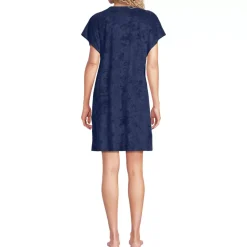 Women's Terry Dolman Sleeve V-Neck Cover Up Dress
