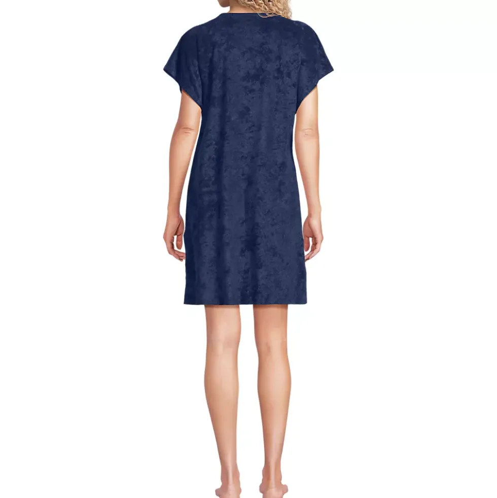 Women's Terry Dolman Sleeve V-Neck Cover Up Dress