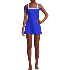 Women's Texture Square Neck Swim Dress