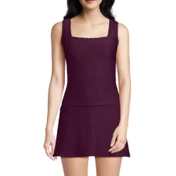 Women's Texture Square Neck Tankini Swimsuit Top