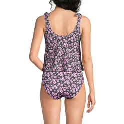 Women's Tie Shoulder Flutter Tankini Top
