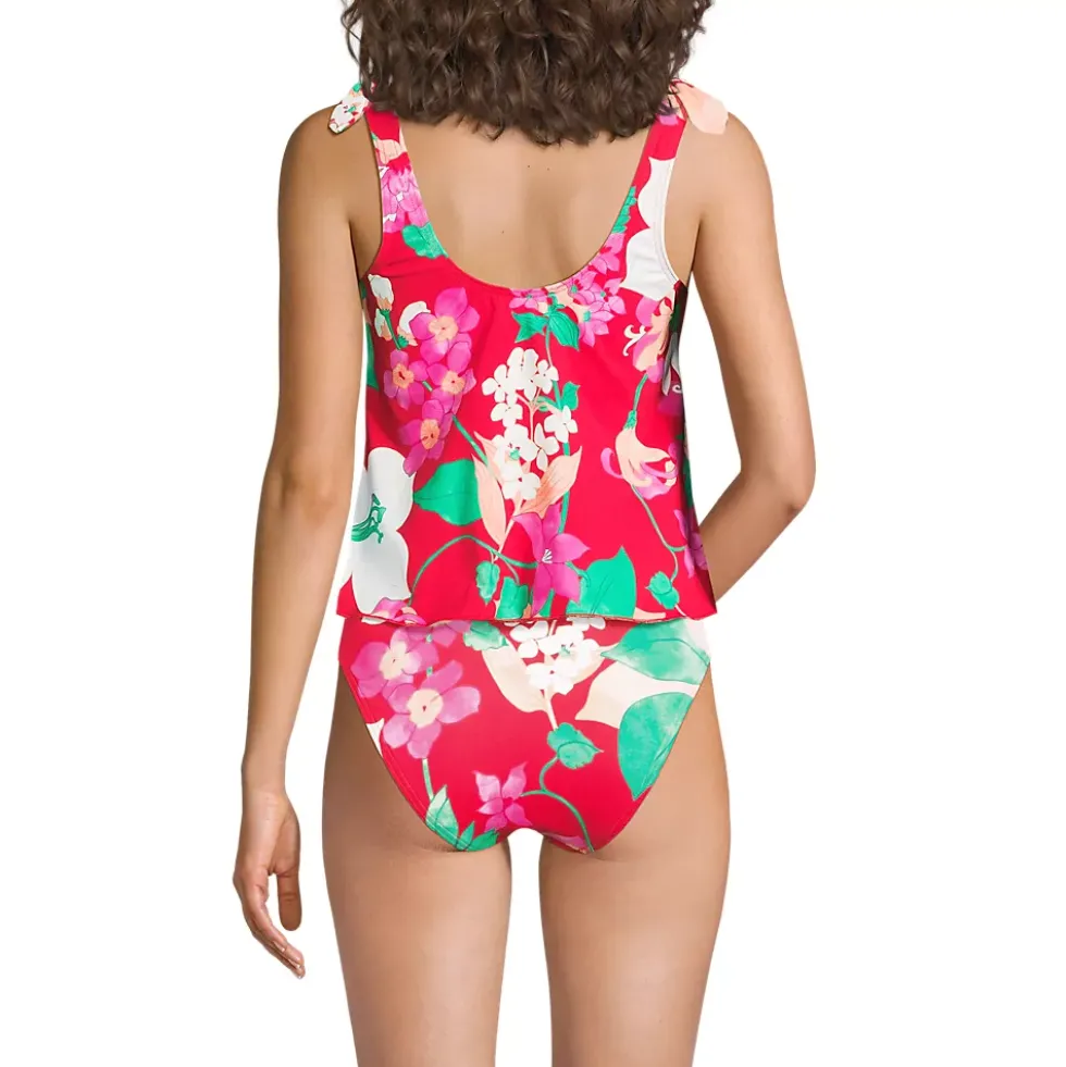 Women's Tie Shoulder Flutter Tankini Top