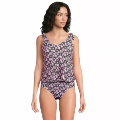 Women's Tie Shoulder Flutter Tankini Top