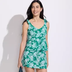 Women's Tie Shoulder Flutter Tankini Top