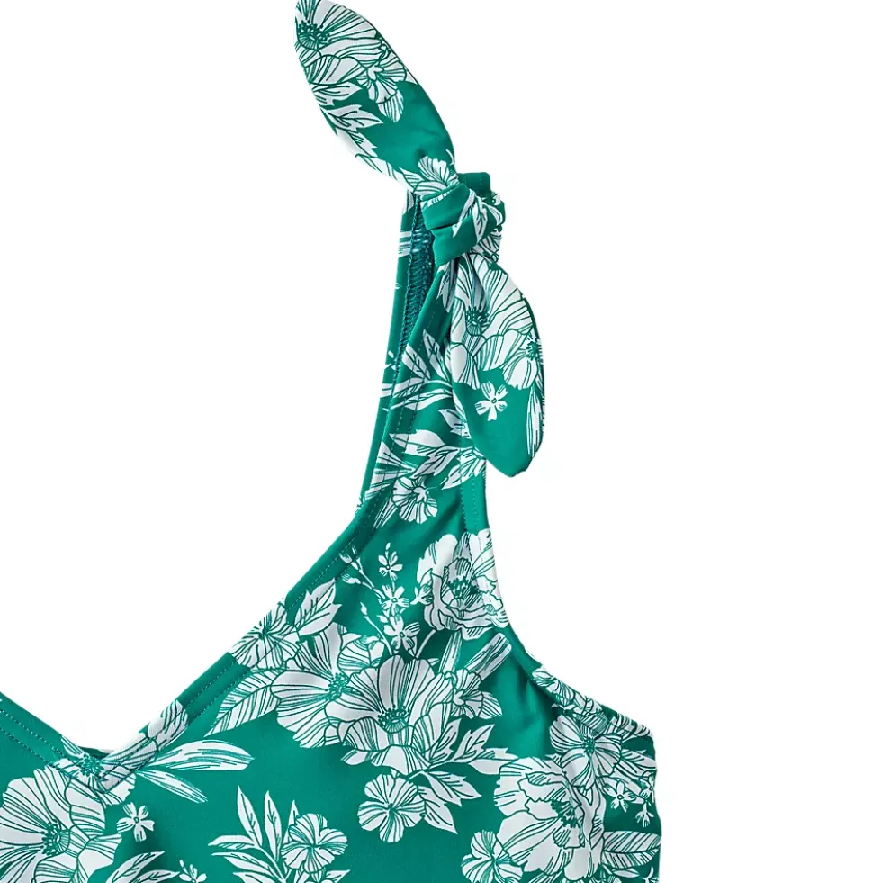 Women's Tie Shoulder Flutter Tankini Top