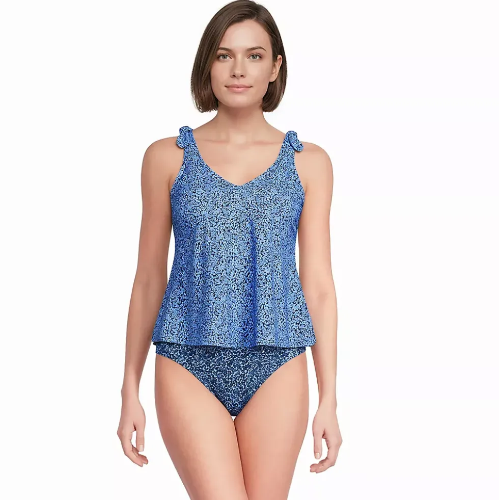 Women's Tie Shoulder Flutter Tankini Top