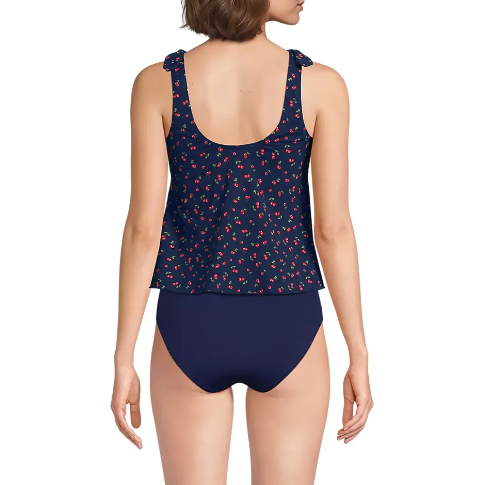 Women's Tie Shoulder Flutter Tankini Top
