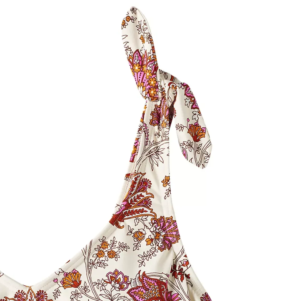 Women's Tie Shoulder Flutter Tankini Top