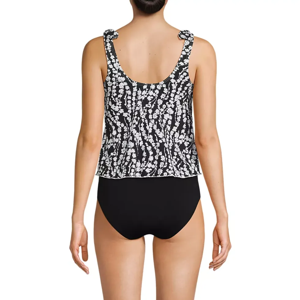 Women's Tie Shoulder Flutter Tankini Top