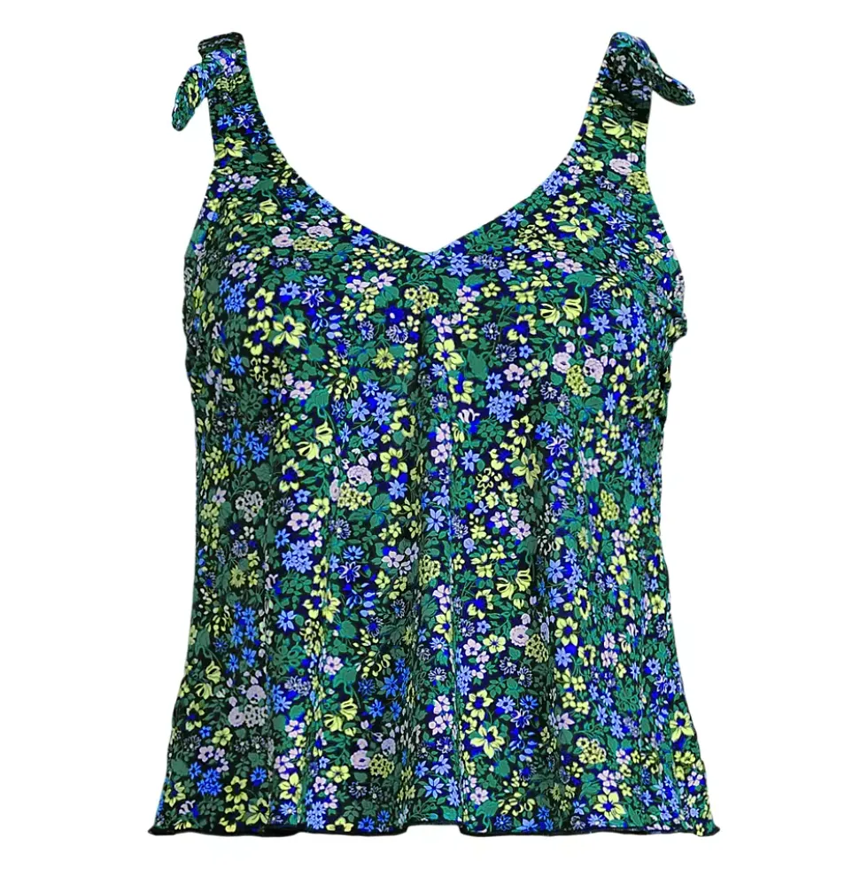 Women's Tie Shoulder Flutter Tankini Top
