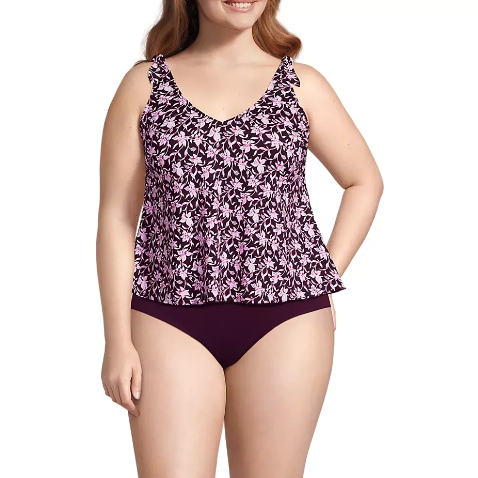 Women's Tie Shoulder Flutter Tankini Top
