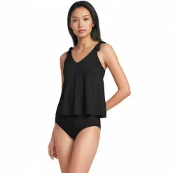 Women's Tie Shoulder Flutter Tankini Top