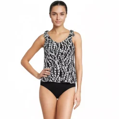 Women's Tie Shoulder Flutter Tankini Top