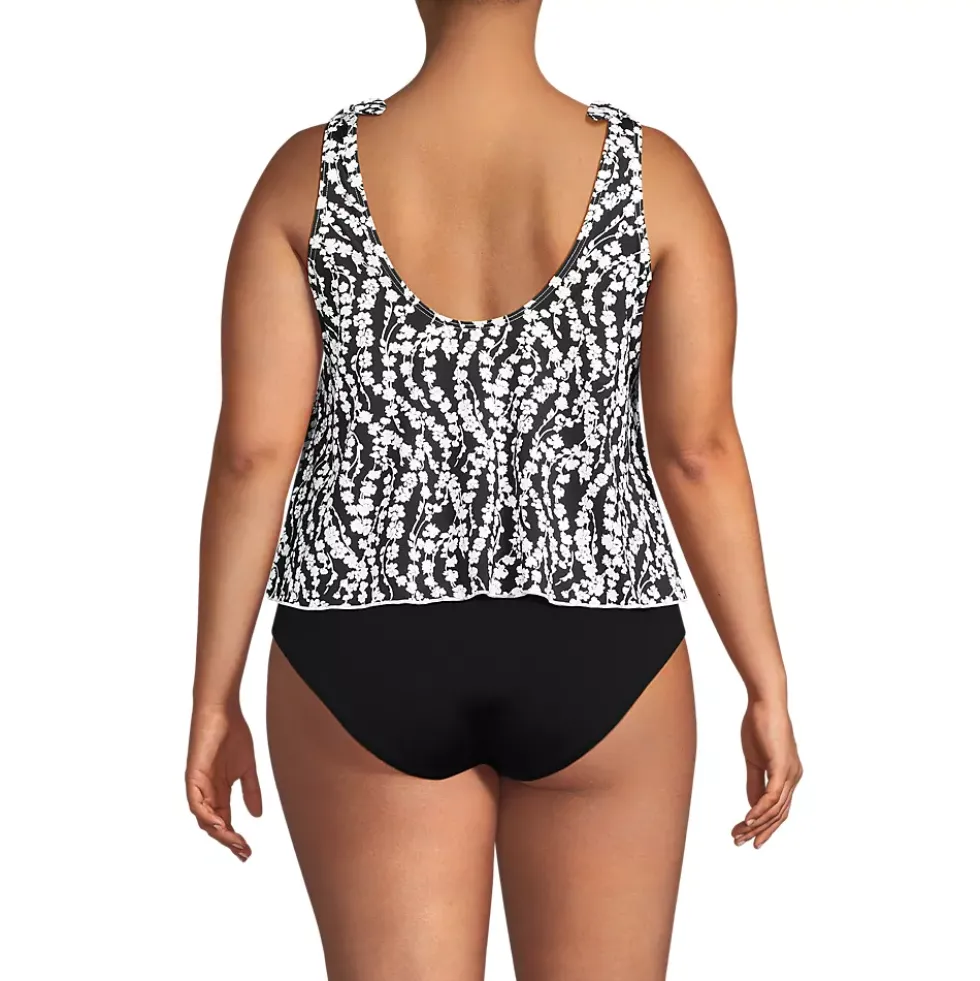 Women's Tie Shoulder Flutter Tankini Top