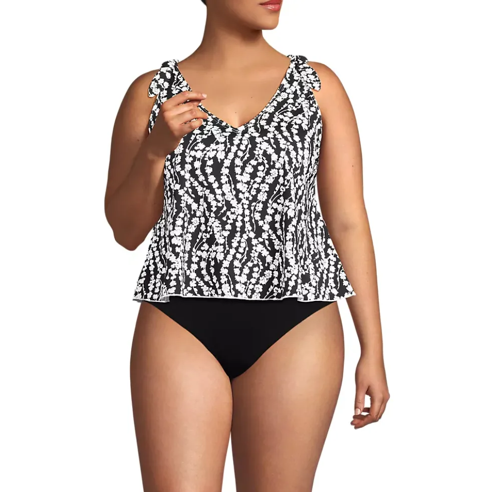 Women's Tie Shoulder Flutter Tankini Top