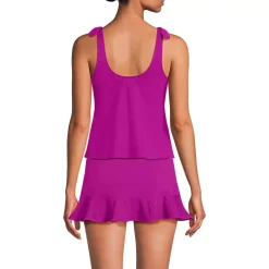 Women's Tie Shoulder Flutter Tankini Top