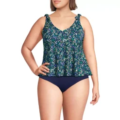Women's Tie Shoulder Flutter Tankini Top