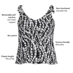 Women's Tie Shoulder Flutter Tankini Top