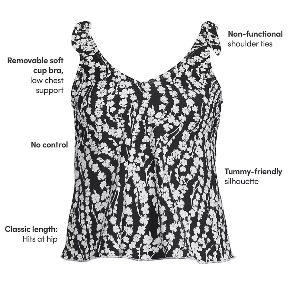 Women's Tie Shoulder Flutter Tankini Top