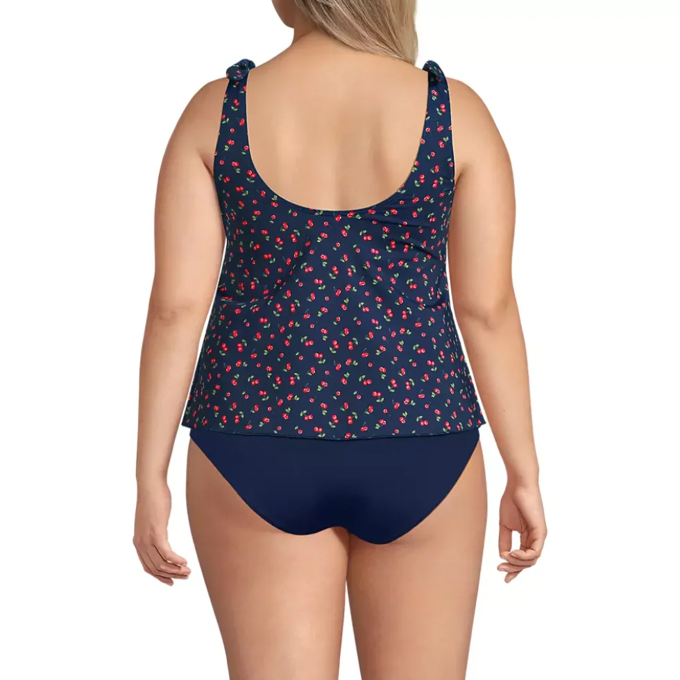 Women's Tie Shoulder Flutter Tankini Top
