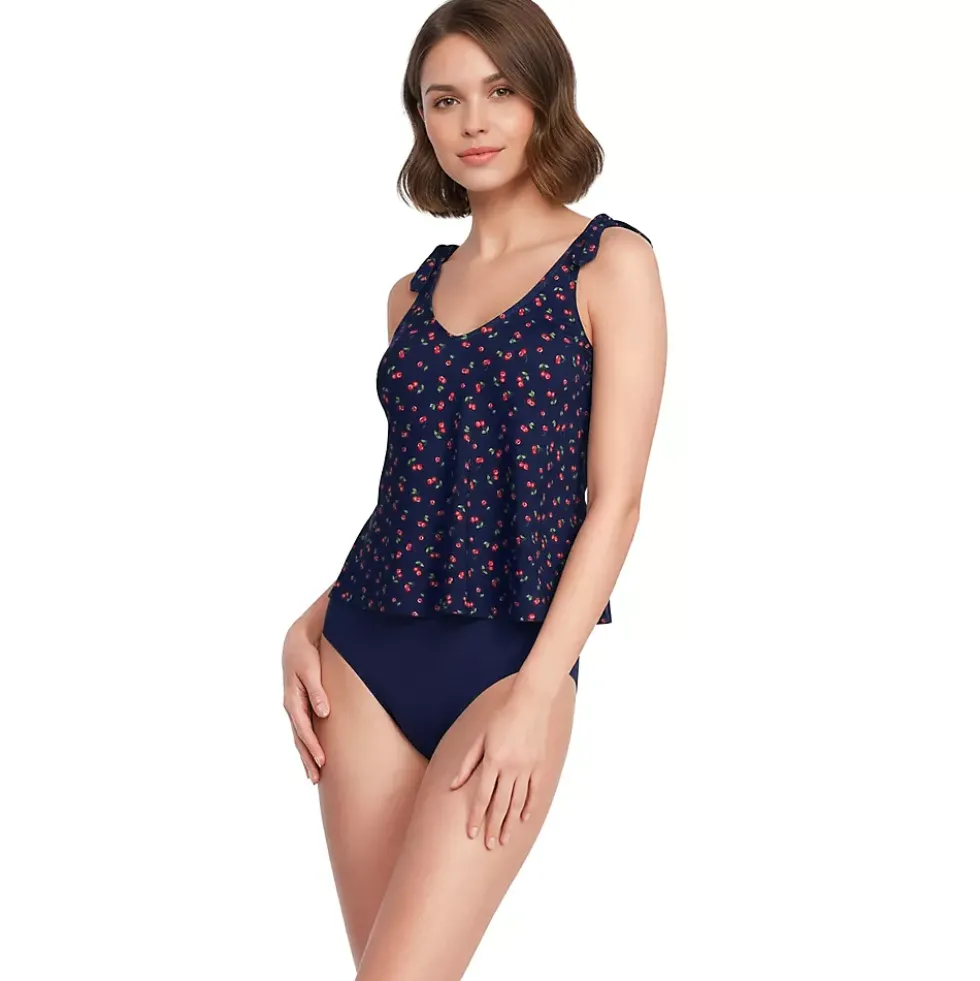Women's Tie Shoulder Flutter Tankini Top