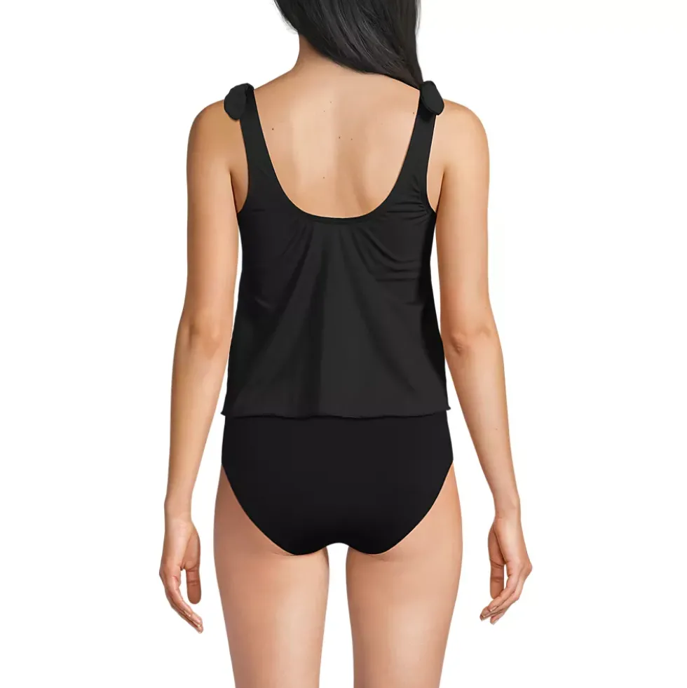 Women's Tie Shoulder Flutter Tankini Top