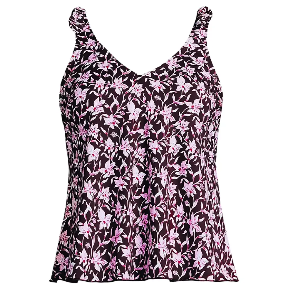Women's Tie Shoulder Flutter Tankini Top