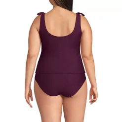 Women's Tie Shoulder Ribbed Flutter Tankini Top